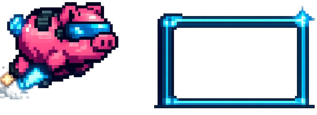 Cyber pig revealing a picture frame